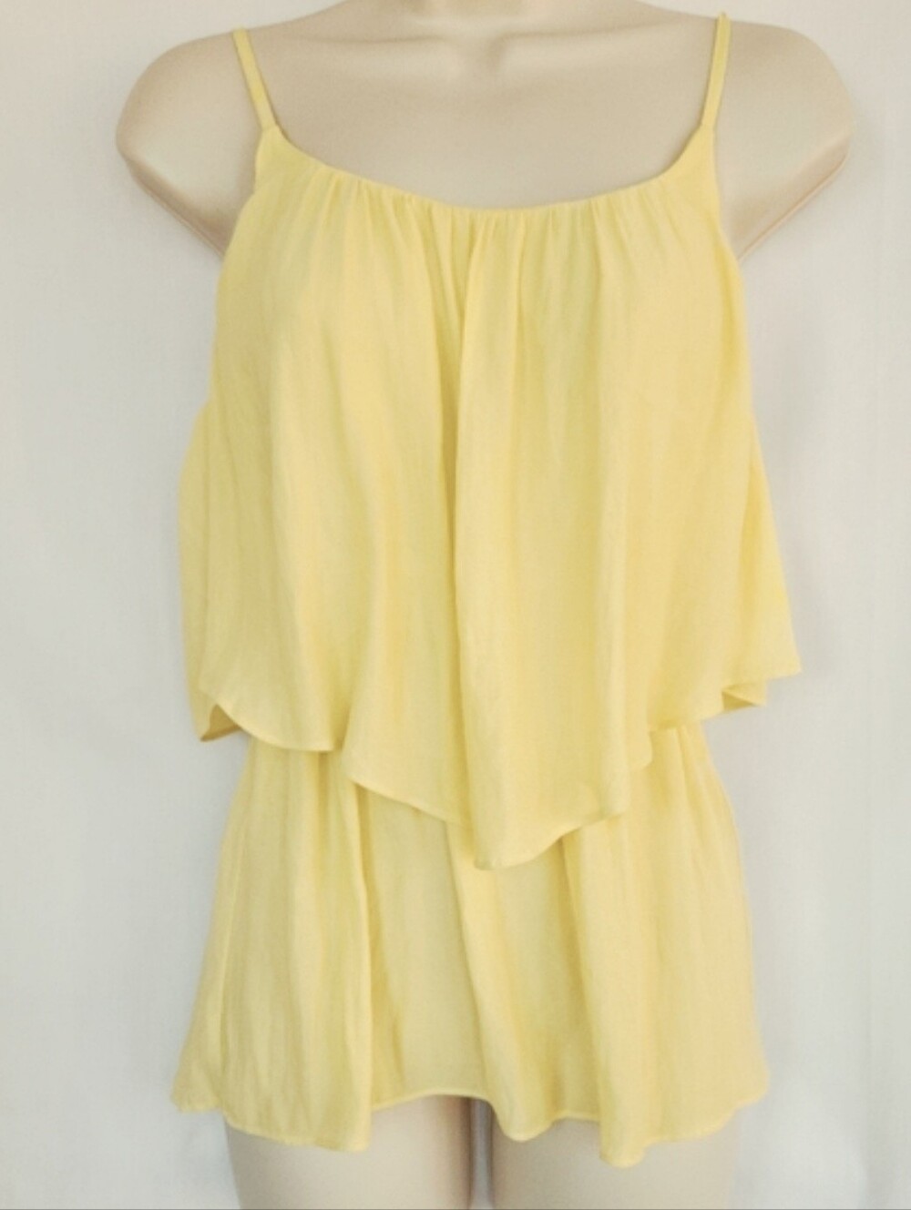 Forever 21 Butter Yellow Layered Flowy Relaxed Adjustable Tank Boho Festival S